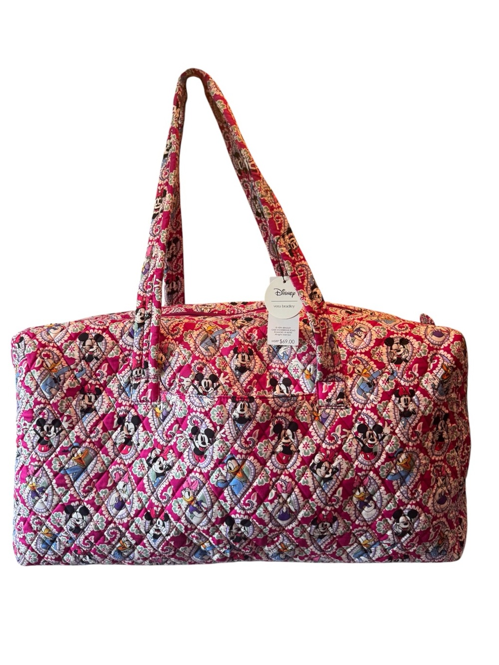 Vera Bradley Disney “Playful Mickey and Friends” Large Paisley Travel Duffle NWT